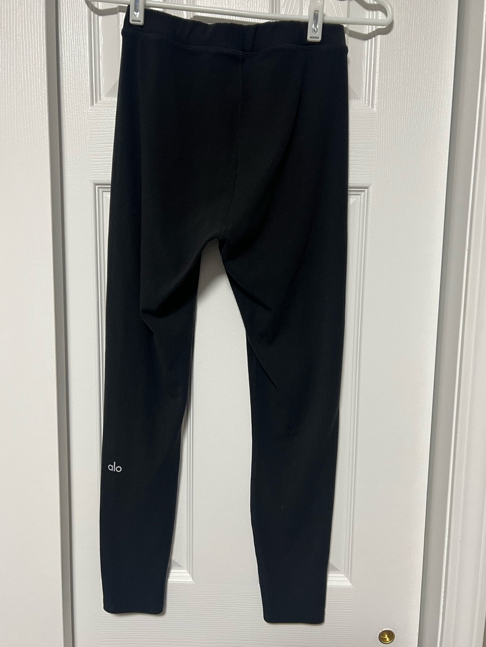 Alo Yoga Ribbed High-Waist 7/8 Blissful Legging Stretch Women's Black Size S - Picture 7 of 9